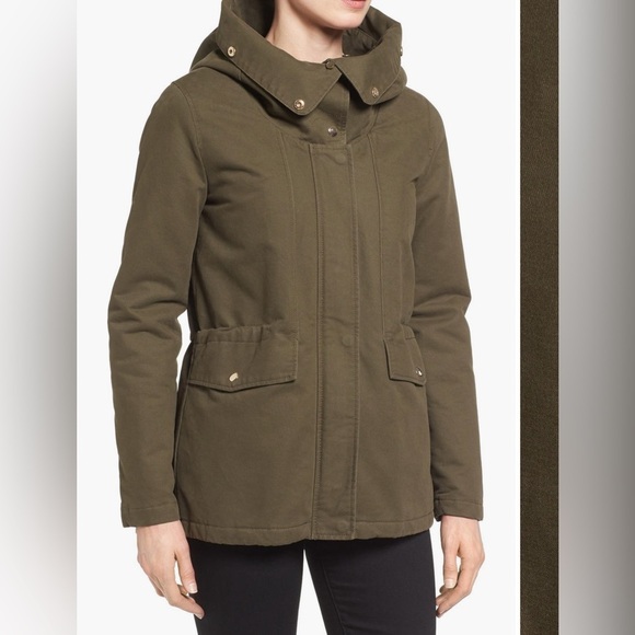 T Tahari “Jackie” hooded anorak with removable faux fur trim Size :L - Picture 4 of 16